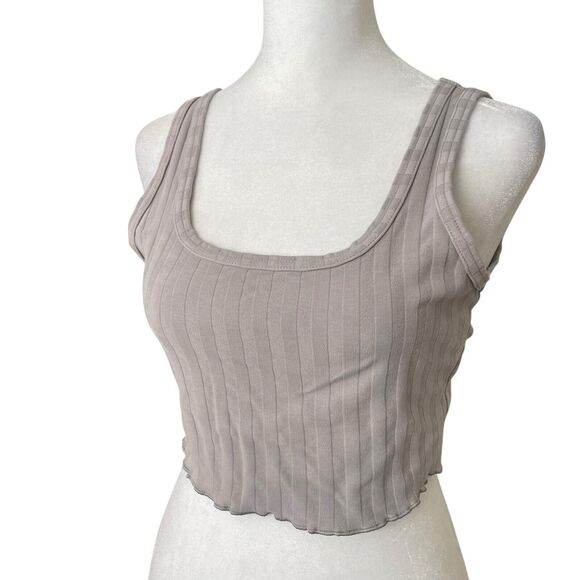 Offline by Aerie XS Crop Tank Top Gray OG Original Ribbed American Eagle - Picture 3 of 7